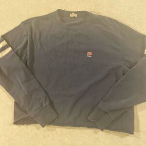 Brandy Melville Navy Long Sleeve Tee with Stripes